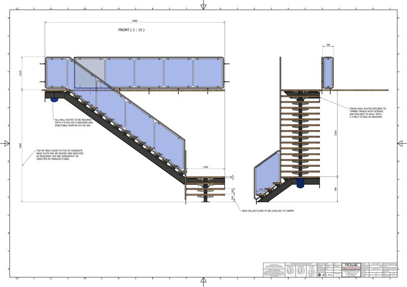 Technical drawing of the staircase elevation